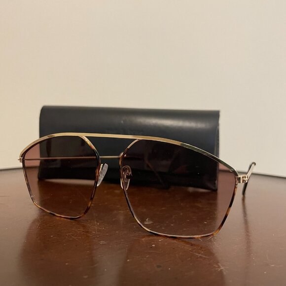 Rag & Bone Aviator-Style Sunglasses, Tortoise & Gold Rim, Excellent Condition